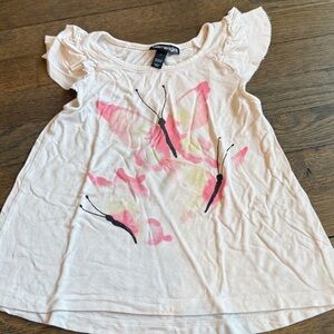 Girls White T-Shirt With Butterflies On It